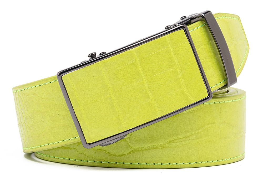 Men's Genuine Leather Crocodile Design Dress Belt with Automatic Buckle Daily Haute
