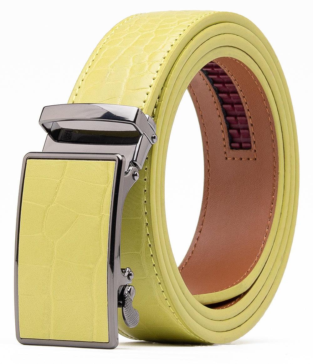 Men's Genuine Leather Crocodile Design Dress Belt with Automatic Buckle Daily Haute