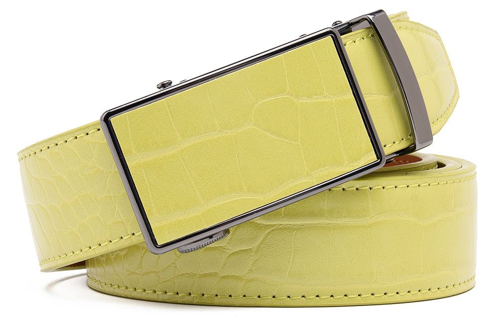 Men's Genuine Leather Crocodile Design Dress Belt with Automatic Buckle Daily Haute