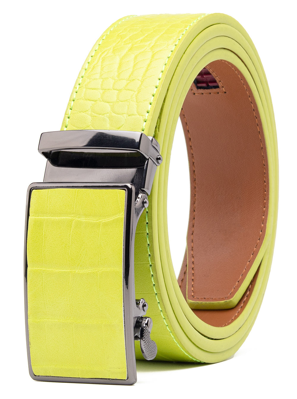 Men's Genuine Leather Crocodile Design Dress Belt with Automatic Buckle Daily Haute