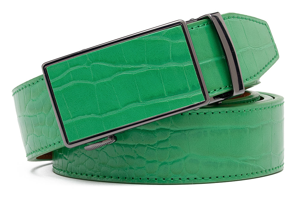 Men's Genuine Leather Crocodile Design Dress Belt with Automatic Buckle Daily Haute