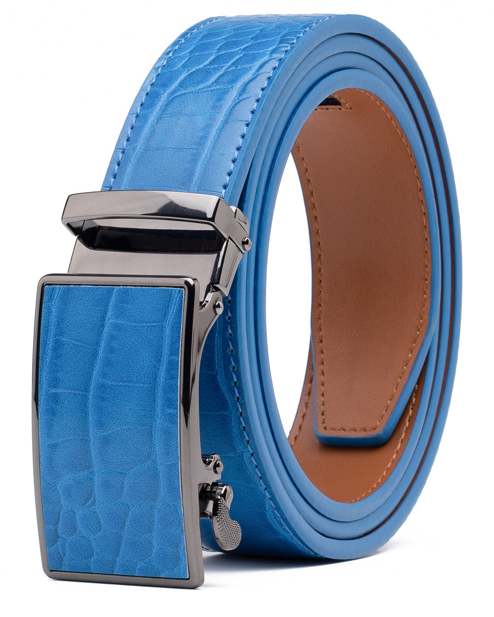 Men's Genuine Leather Crocodile Design Dress Belt with Automatic Buckle Daily Haute
