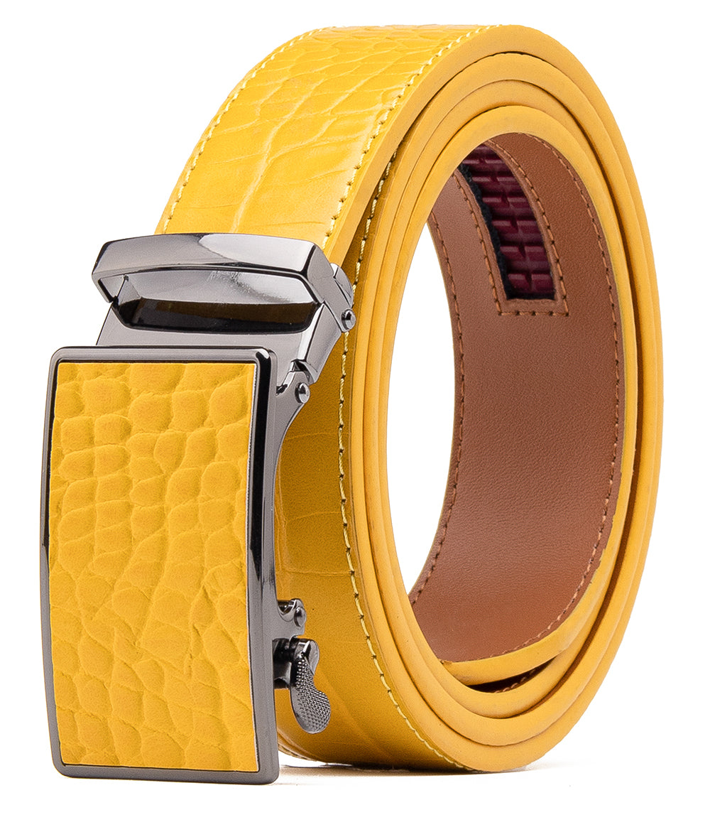 Men's Genuine Leather Crocodile Design Dress Belt with Automatic Buckle Daily Haute
