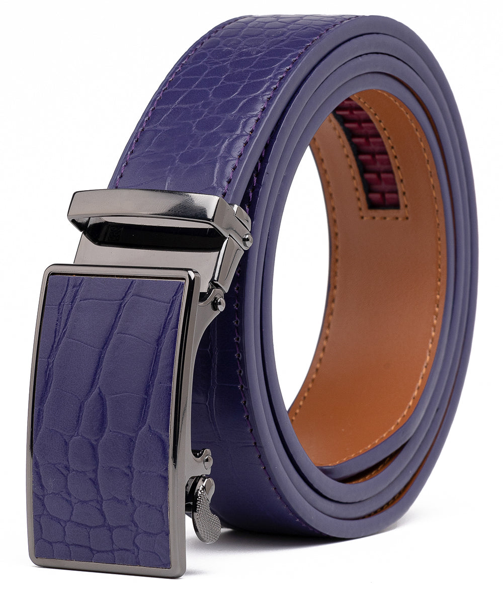 Men's Genuine Leather Crocodile Design Dress Belt with Automatic Buckle Daily Haute