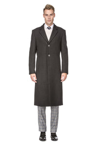 Men's Knee Length Wool Blend Three Button Long Jacket Overcoat Top Coat Daily Haute