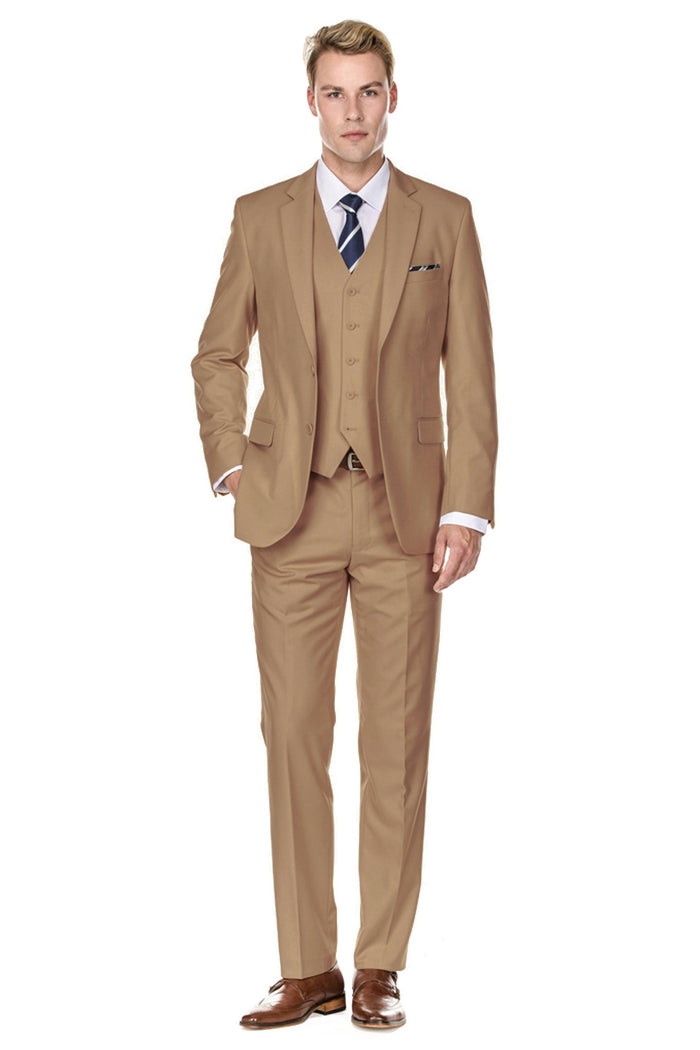 Men's Signature 3-Piece Slim Fit Suits (Caramel) Daily Haute