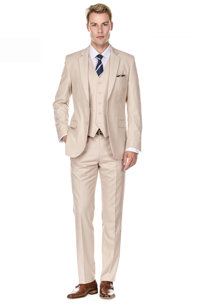 Men's Signature 3-Piece Slim Fit Suits (Lt Beige, Hunter Green, Copper) Daily Haute