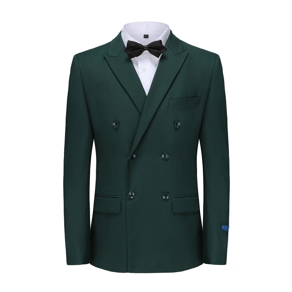 #hunter-green Men's Slim Fit 2-Piece Double Breasted Suit Daily Haute