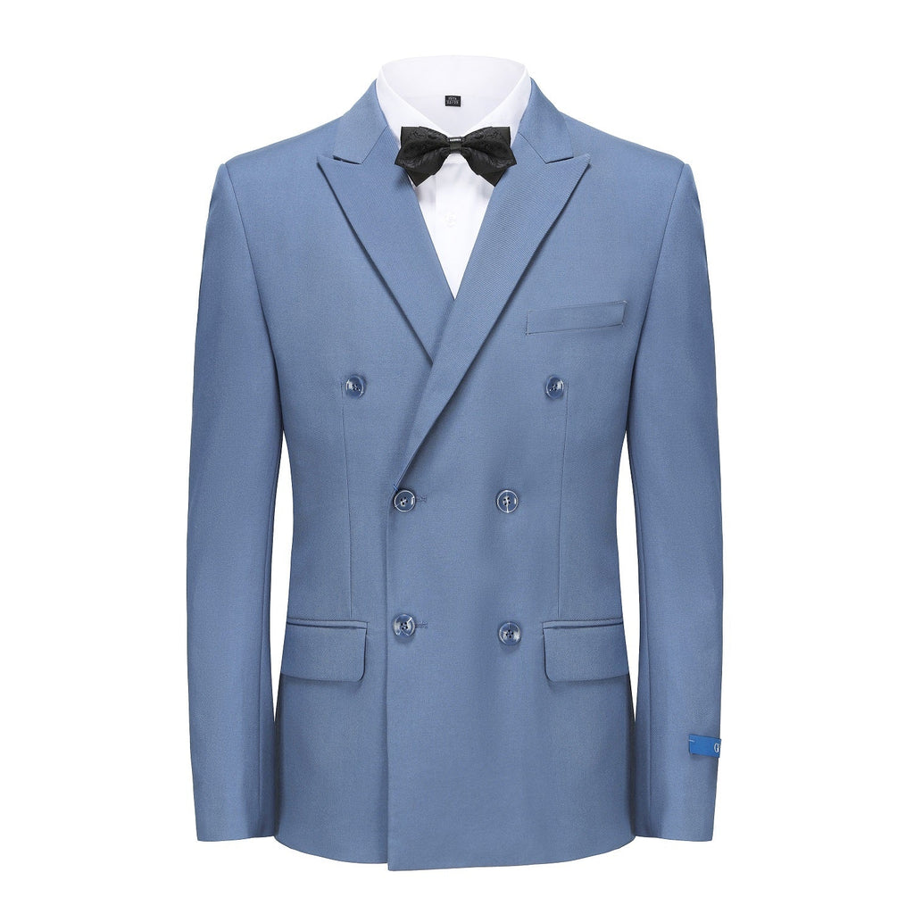 #slate-blue Men's Slim Fit 2-Piece Double Breasted Suit Daily Haute