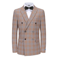 Men's Slim-Fit 2PC Double Breasted Glen Plaid Suit Daily Haute