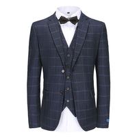 Men's Slim-Fit 3PC Windowpane Plaid Suit Daily Haute