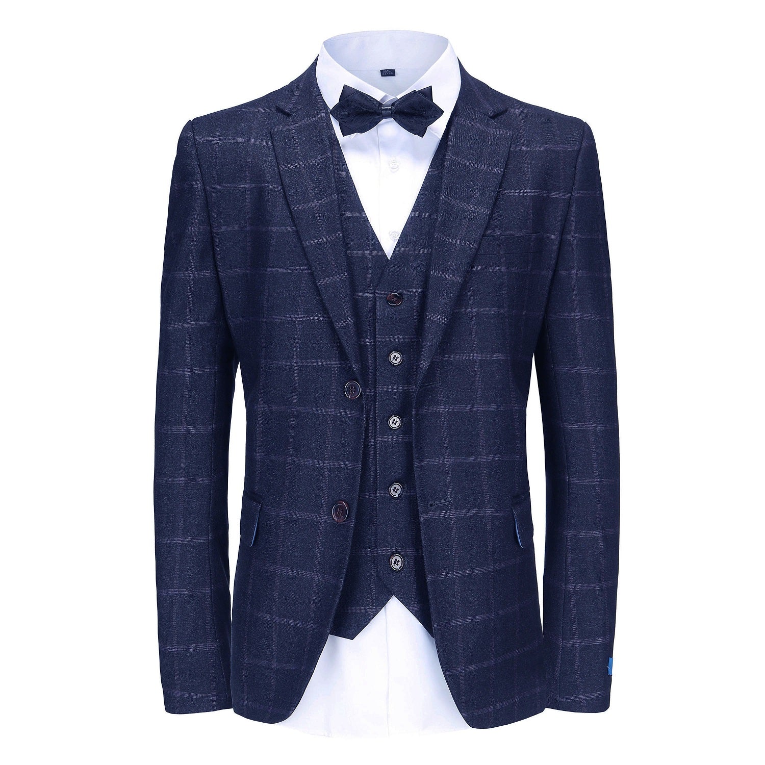 Men's Slim-Fit 3PC Windowpane Plaid Suit Daily Haute