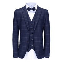 Men's Slim-Fit 3PC Windowpane Plaid Suit Daily Haute