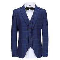 Men's Slim-Fit 3PC Windowpane Plaid Suit Daily Haute