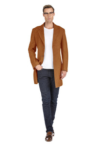 Men's Tailored Wool Blend Notch Collar Wool Blend Walker Car Coat Jacket Daily Haute