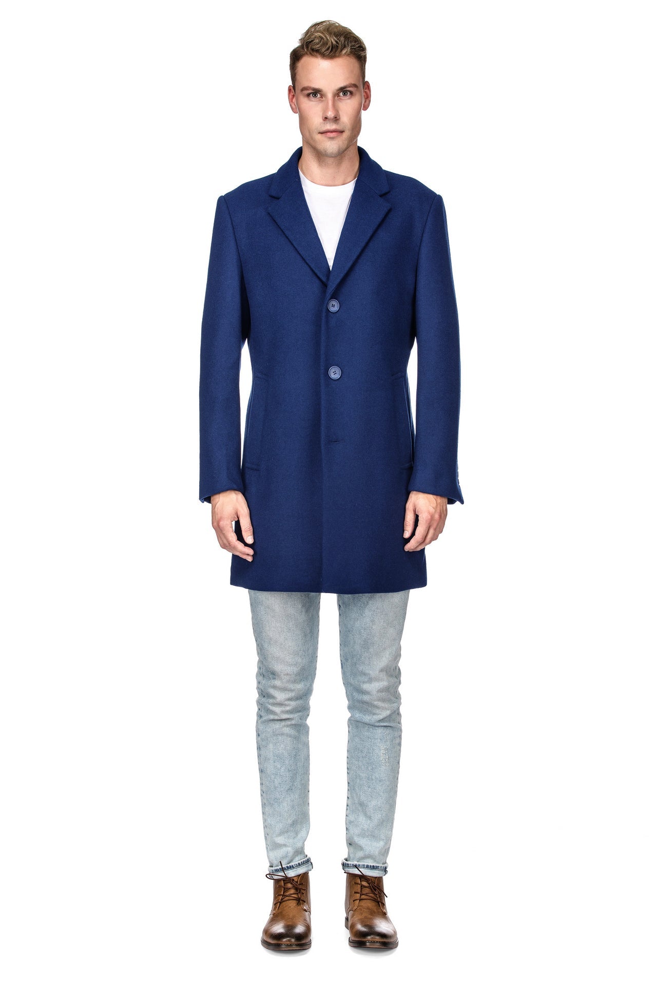 Men's Tailored Wool Blend Notch Collar Wool Blend Walker Car Coat Jacket Daily Haute