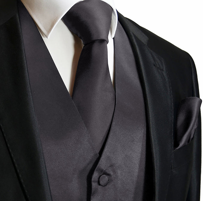 Solid Color 2-Piece Vest and Necktie Set Daily Haute