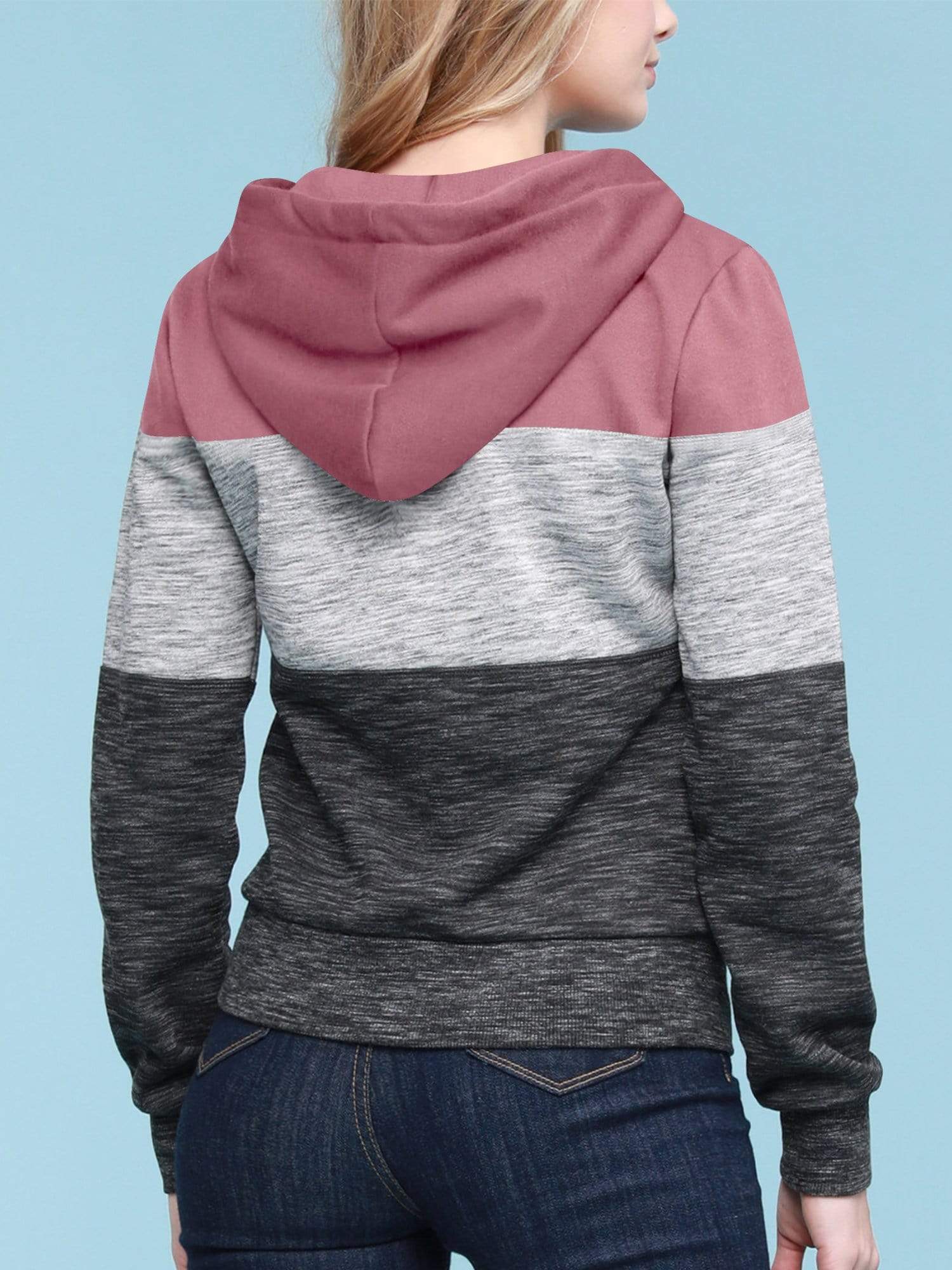 Women's Active Casual Zip-up Color Block Hoodie Sweatshirt Daily Haute
