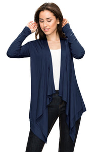 Women's Basic Draped Long Sleeve Open Front Knit Cardigan Daily Haute