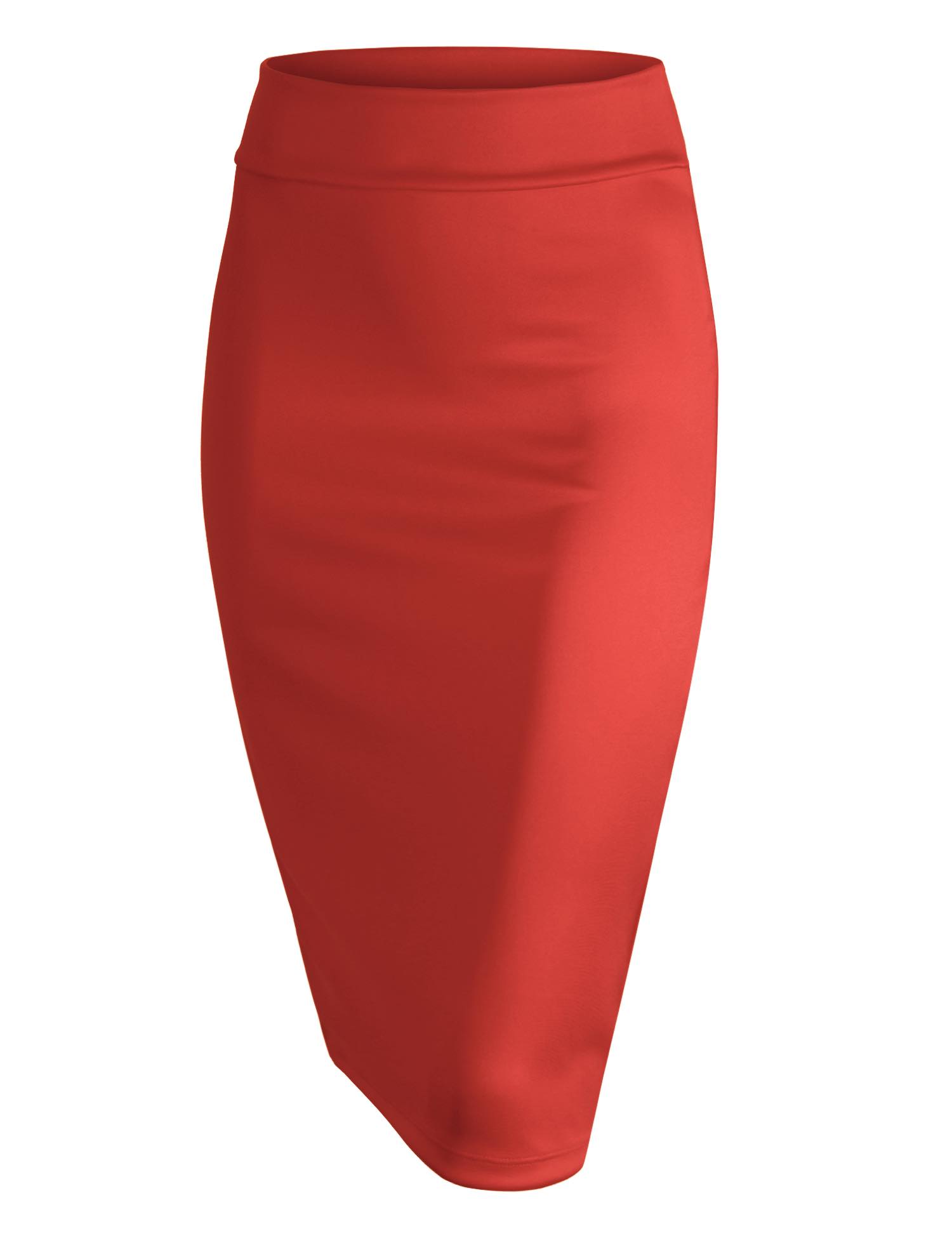 Women's Elastic Waist Stretch Bodycon Midi Knee Length Pencil Skirt Daily Haute