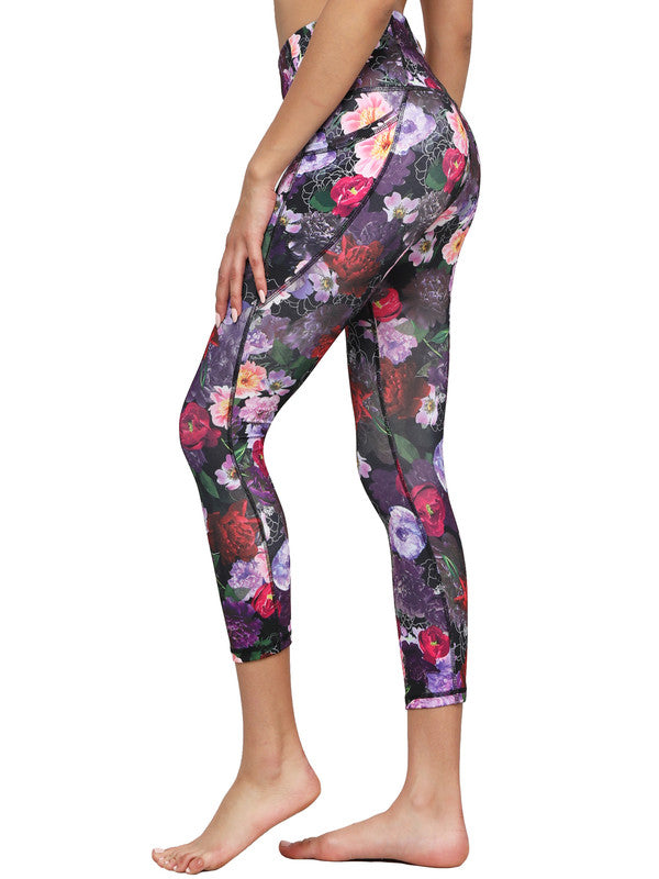 Women's Floral Print Leggings with Inner Pocket/Side Pocket Daily Haute