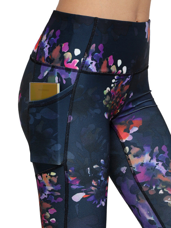 Women's Floral Print Leggings with Inner Pocket/Side Pocket Daily Haute