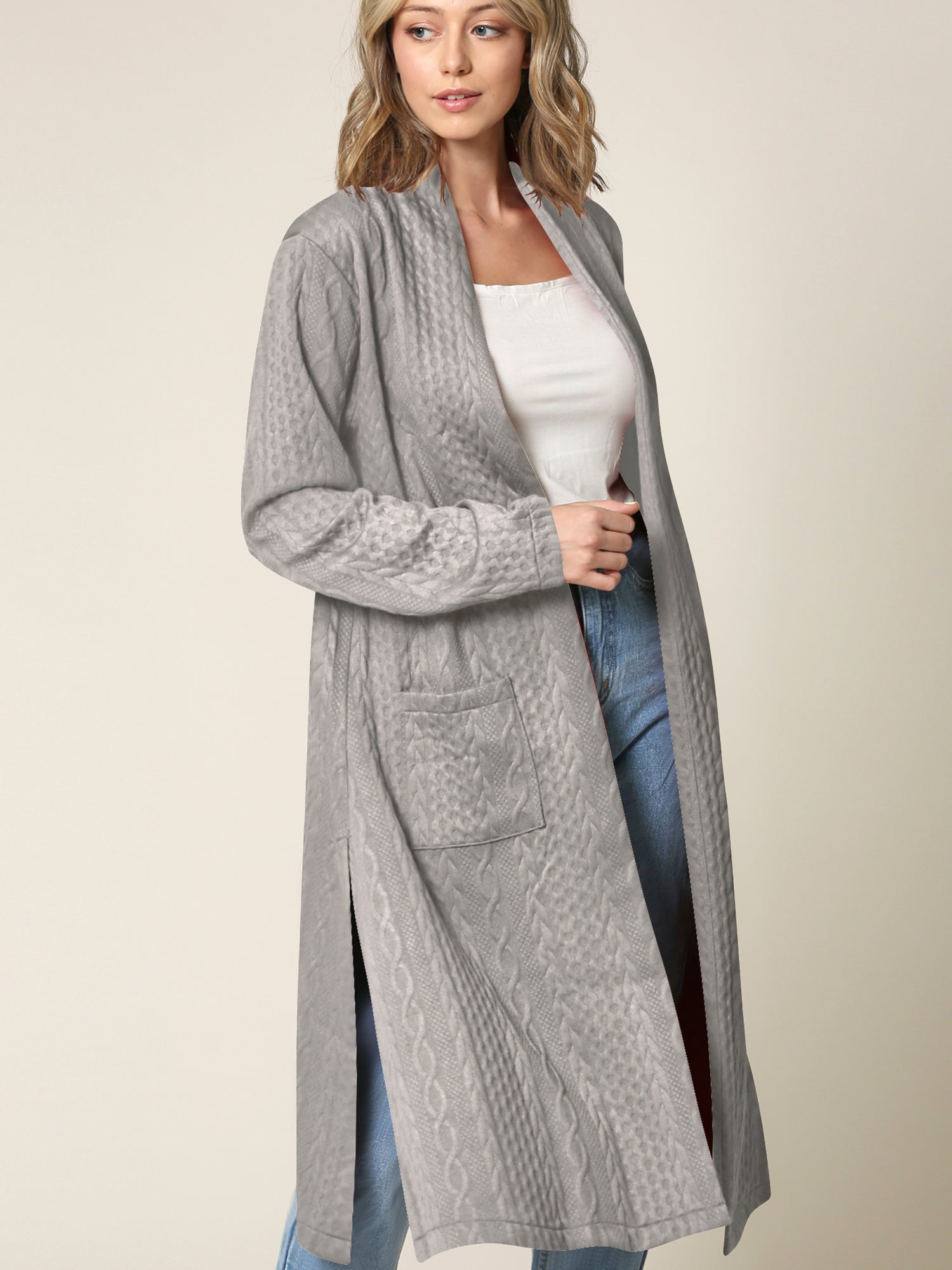 Women's Knit Long Sweater Drape Cardigan with Pockets Daily Haute