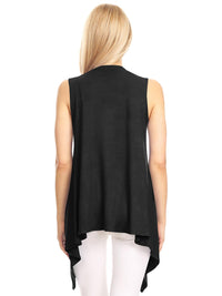 Women's Lightweight Sleeveless Solid Open Front Drape Vest Cardigan Daily Haute