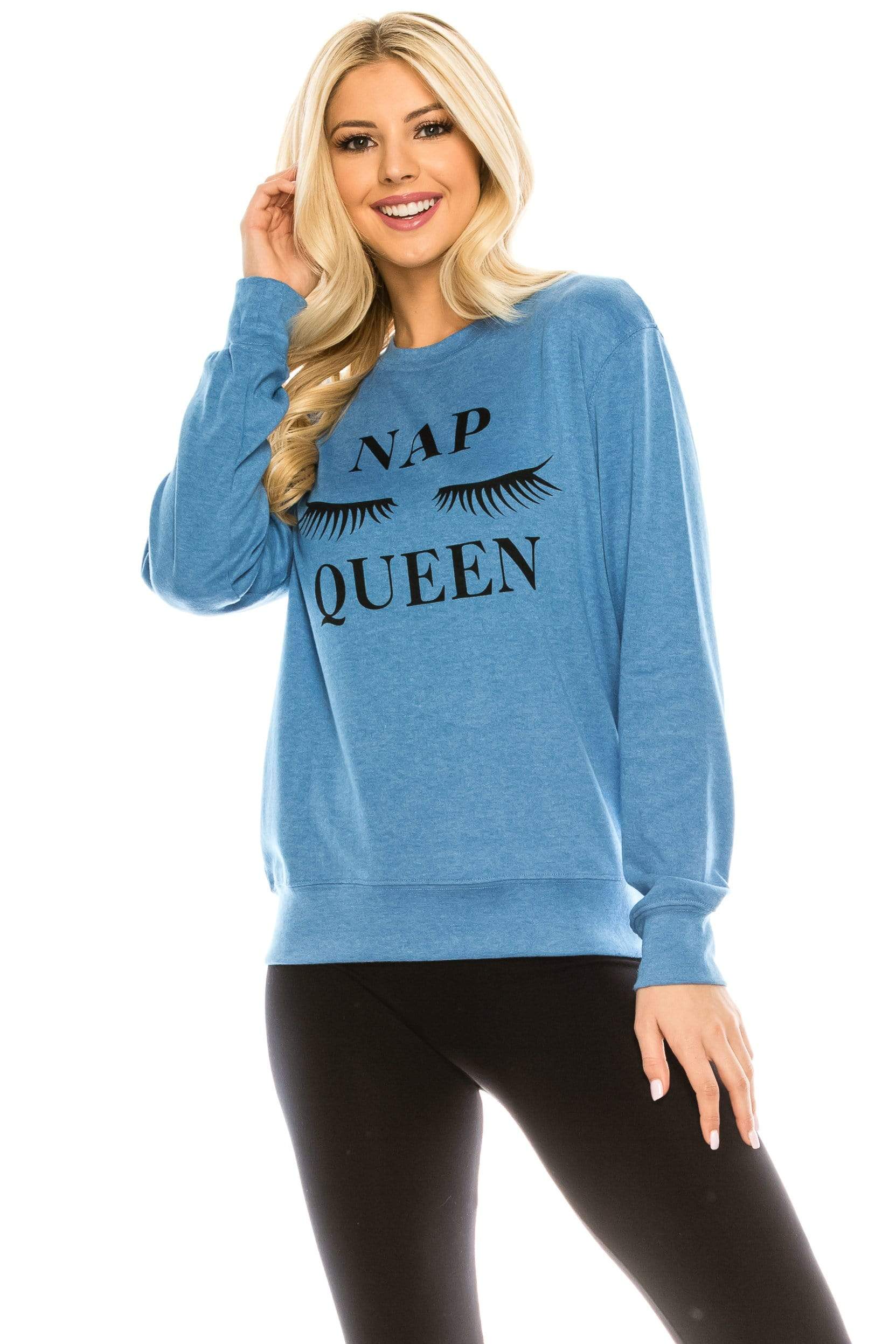 Women's Nap Queen Lounging Themed Sweatshirt with Bonus Eye Mask 2 Piece Gift Set Daily Haute