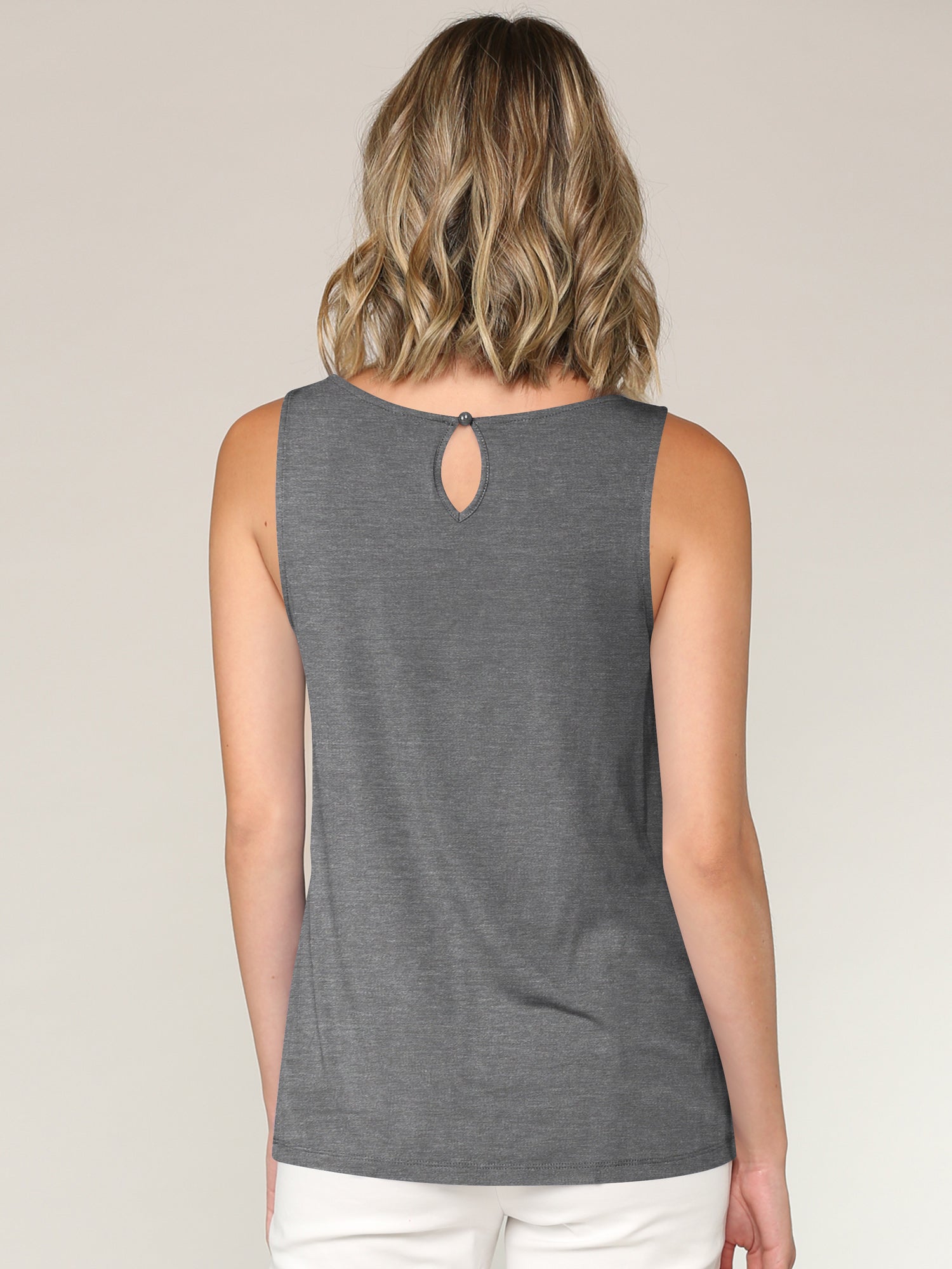 Women's Pleated Front Scoop Neck Shell Tank Daily Haute