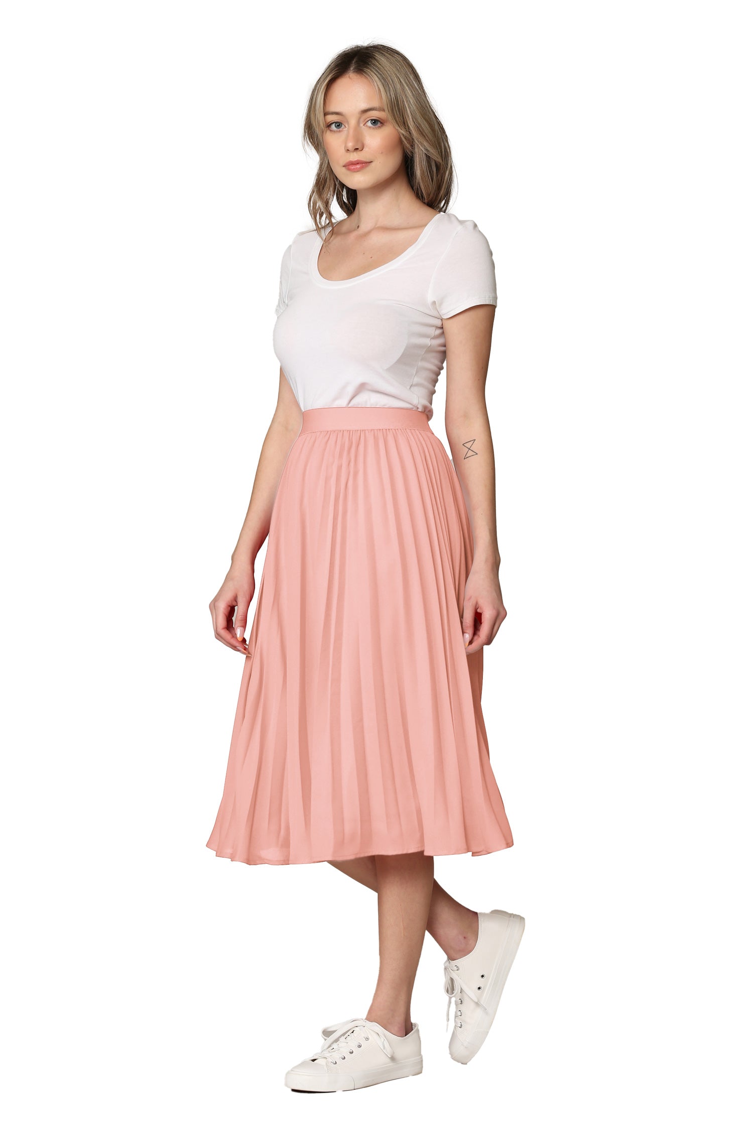 Women's Pleated Swing A-Line Midi Skirt Daily Haute