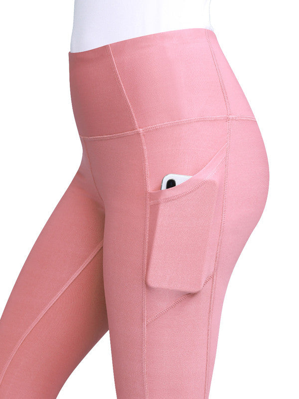 Women's Yoga Pants Tummy Compression Slimming Barre Mesh Capri Leggins with Pocket and Inner Pocket Daily Haute