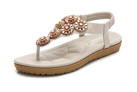 Women's flower beaded elastic slip on comfort sandals Daily Haute