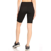 Womens High Waist Knee Length Biker Shorts with Side Phone Pockets Daily Haute