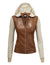 Womens Lock & Love Faux Leather Full Zip Hoodie Sweatshirt Jacket Daily Haute